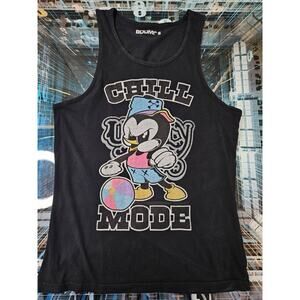 Boom! Men’s Graphic Tank Top Chill Mode Penguin Black Sleeveless‎ Shirt Size S